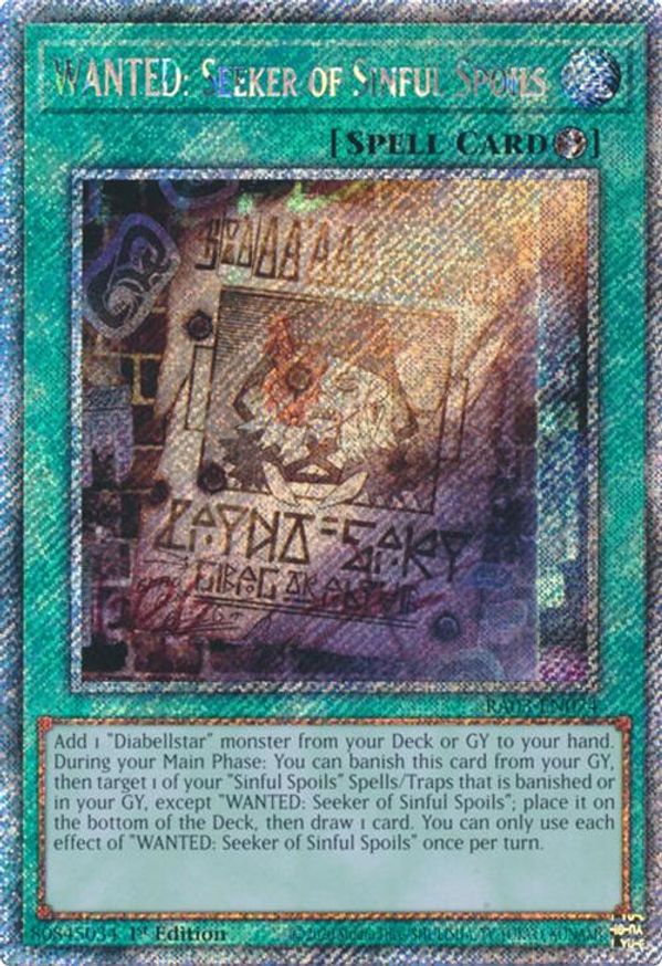 WANTED: Seeker of Sinful Spoils (Platinum Secret Rare) | RA03-EN074