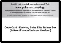 Thumbnail for Code Card - Evolving Skies Elite Trainer Box [Jolteon/Flareon/Umbreon/Leafeon]