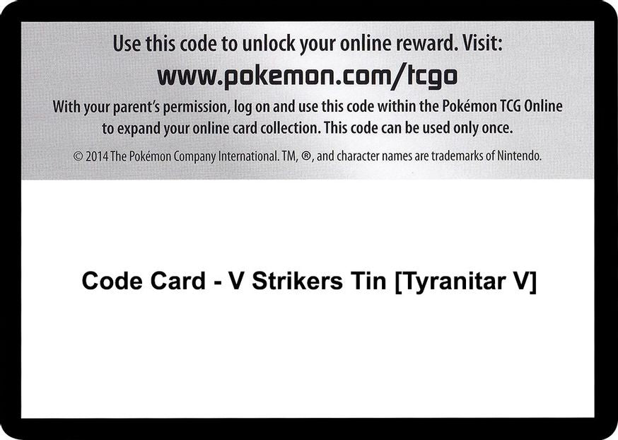 Code Card - V Strikers Tin [Tyranitar V]