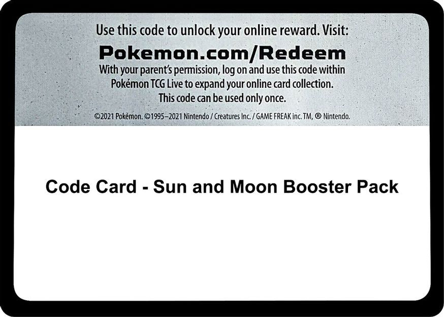 Code Card - Sun and Moon Booster Pack