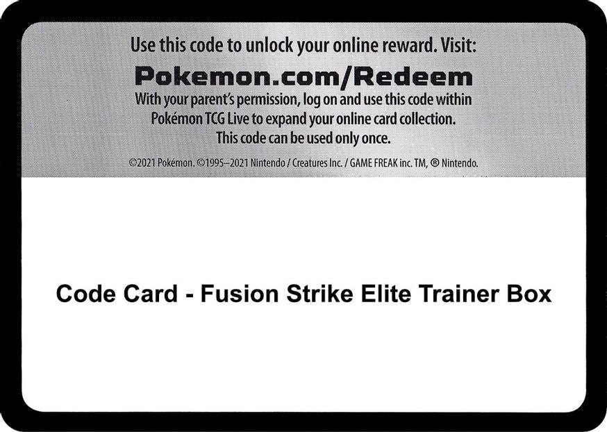 Code Card - Fusion Strike Elite Trainer Box