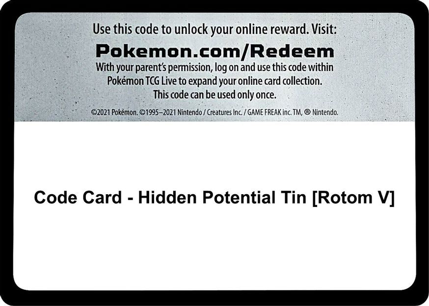 Code Card - Hidden Potential Tin [Rotom V]