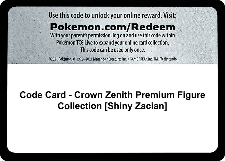 Code Card - Crown Zenith Premium Figure Collection [Shiny Zacian]