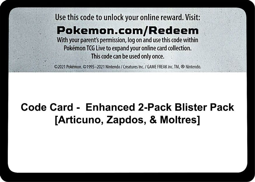 Code Card - Enhanced 2-Pack Blister Pack [Articuno, Zapdos, & Moltres]