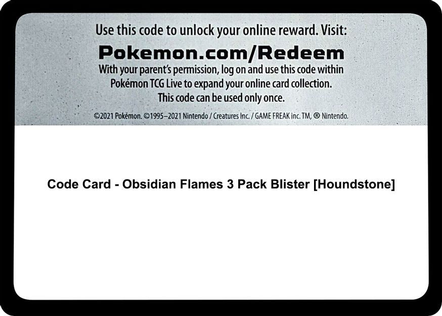 Code Card - Obsidian Flames 3 Pack Blister [Houndstone]